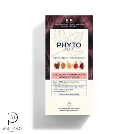 فیتو رنگ موی قهوه ای آکاجو  شماره 5.5 بدون آمونیاک   – Phyto  Coloration Permanente Light  Mahgoany Brown Color