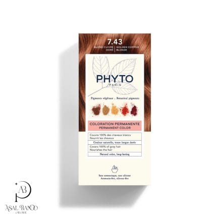 فیتو رنگ موی بلوند طلایی مسی  شماره 7.43 بدون آمونیاک   – Phyto  Coloration Permanente Golden Copper Blonde Color